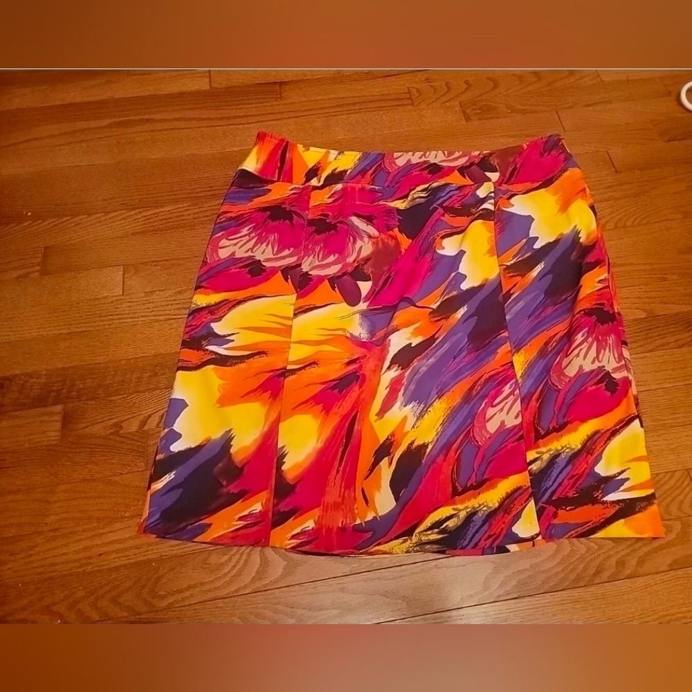 iAshley Stewart Multicolor Skirt Elastic Waist Women's Sz 22W Side Zip